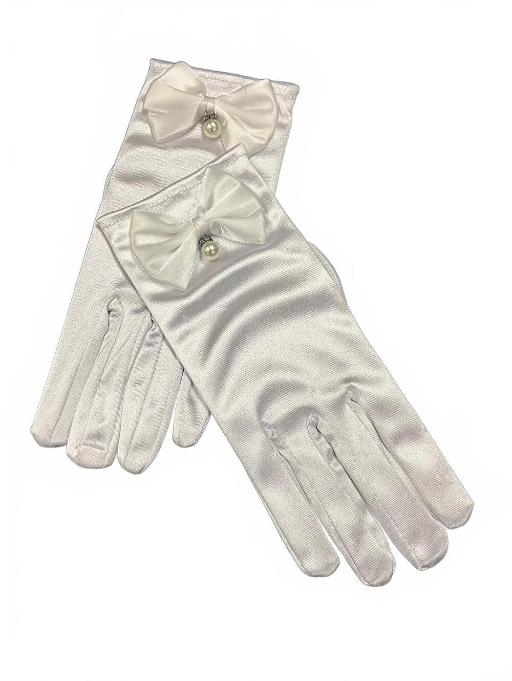 Wrist Length Satin Pearl Drop Gloves NWT